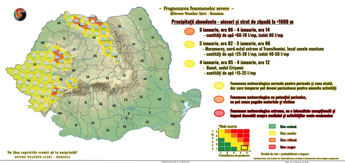 Alertă meteo în nordul județului Mureș Alertă meteo în nordul județului Mureș