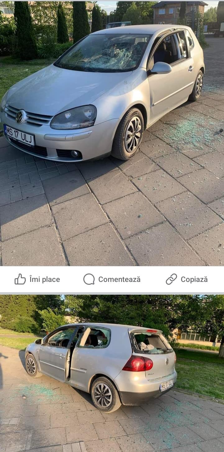 Mașină vandalizată la Reghin Mașină vandalizată la Reghin