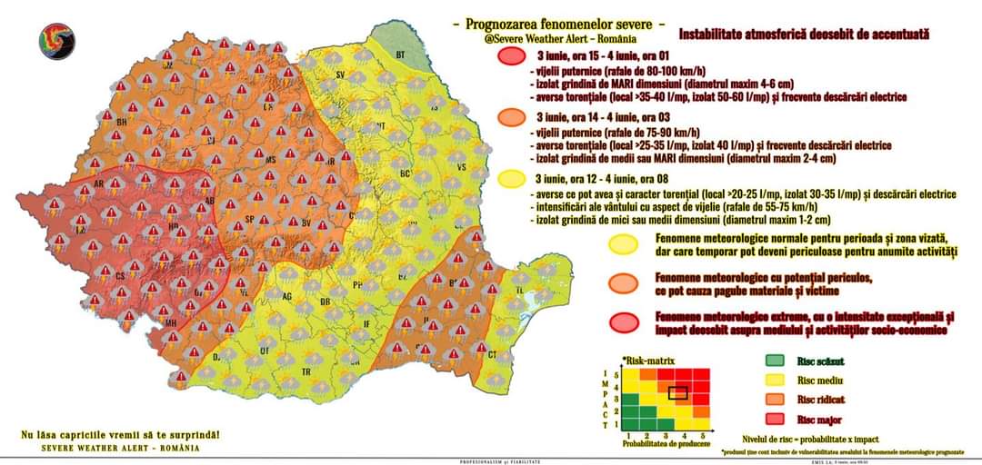Instabilitate atmosferică deosebit de accentuată: vijelii puternice, grindină de MARI dimensiuni ⛈‼️ Instabilitate atmosferică deosebit de accentuată: vijelii puternice, grindină de MARI dimensiuni ⛈‼️