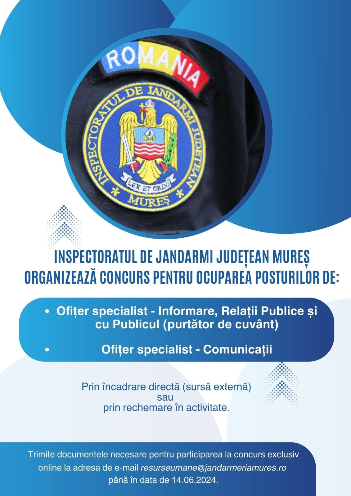 Se prelungește perioada de selecție a posturilor de ofițer la Jandarmeria Mureș Se prelungește perioada de selecție a posturilor de ofițer la Jandarmeria Mureș