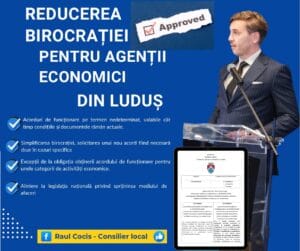 Simplificarea birocrației pentru agenții economici din Luduș: Inițiativa consilierului local Raul Cociș, aprobată de Consiliul Local Simplificarea birocrației pentru agenții economici din Luduș: Inițiativa consilierului local Raul Cociș, aprobată de Consiliul Local
