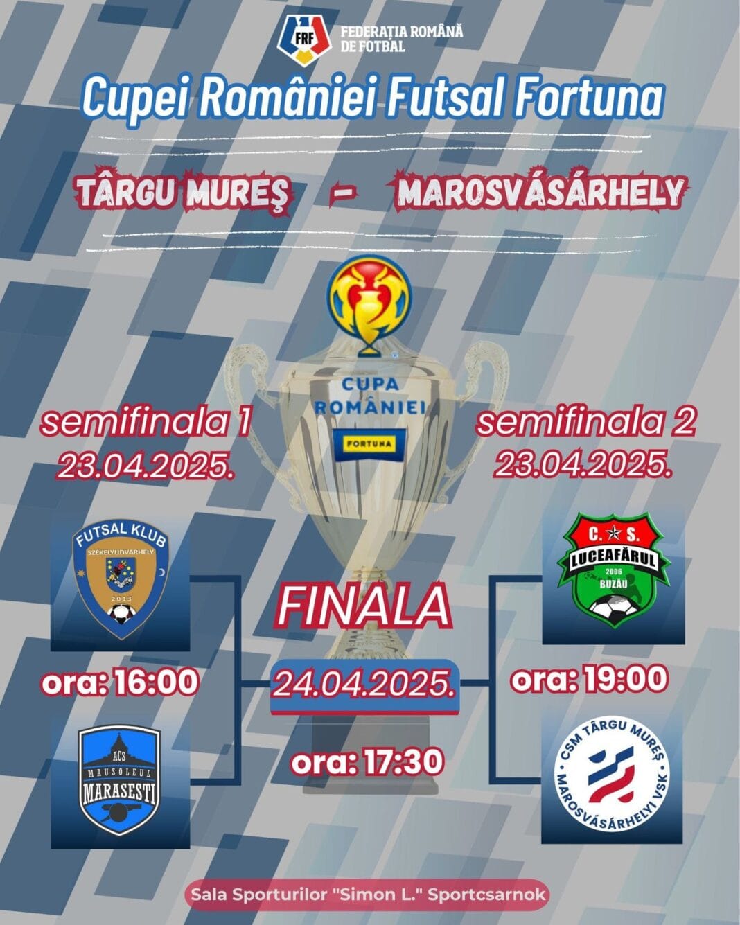Careul de ași al futsalului românesc se înfruntă la Târgu Mureș Careul de ași al futsalului românesc se înfruntă la Târgu Mureș