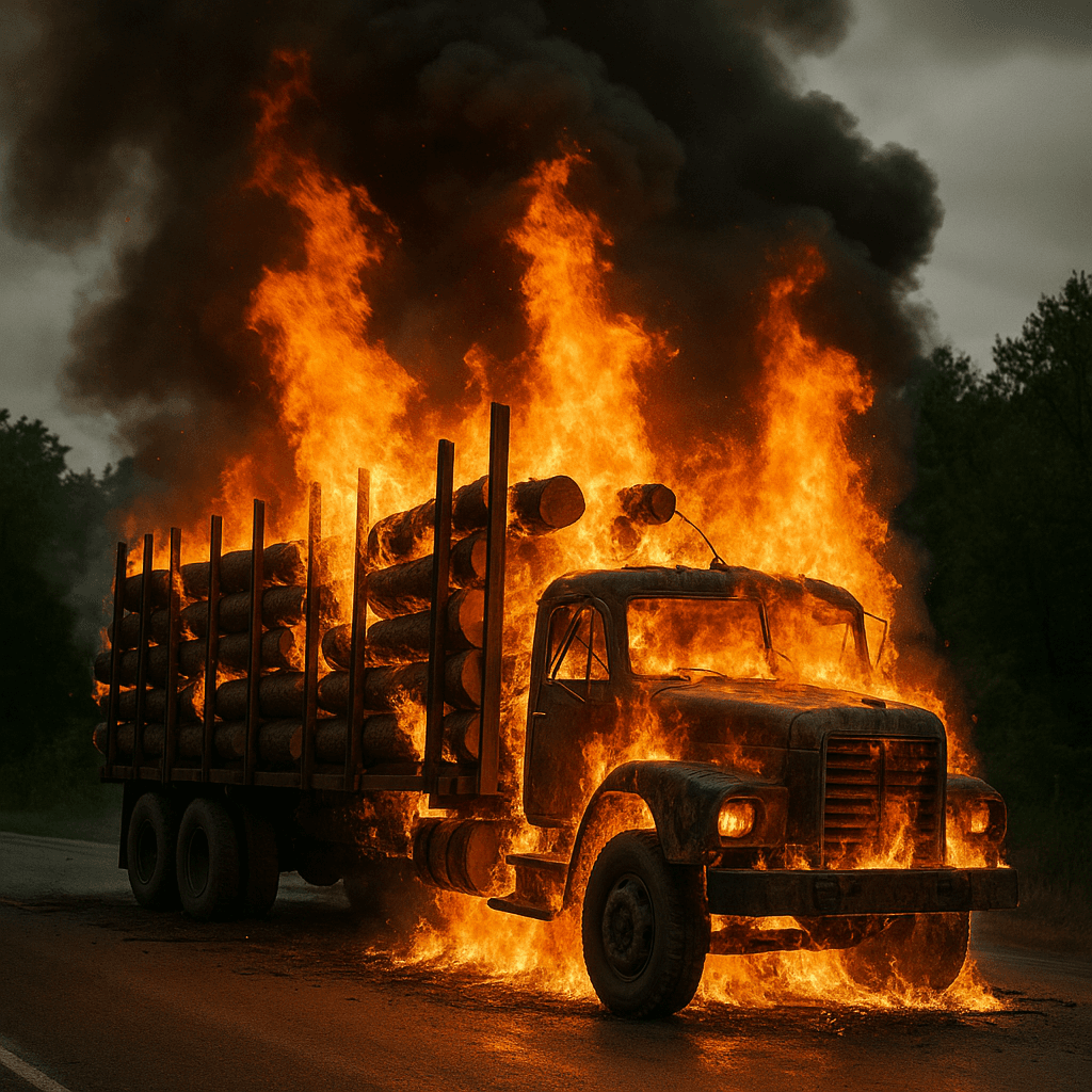 Camion ĂŽn flÄcÄri, lângÄ RÄstoliČa Camion ĂŽn flÄcÄri, lângÄ RÄstoliČa