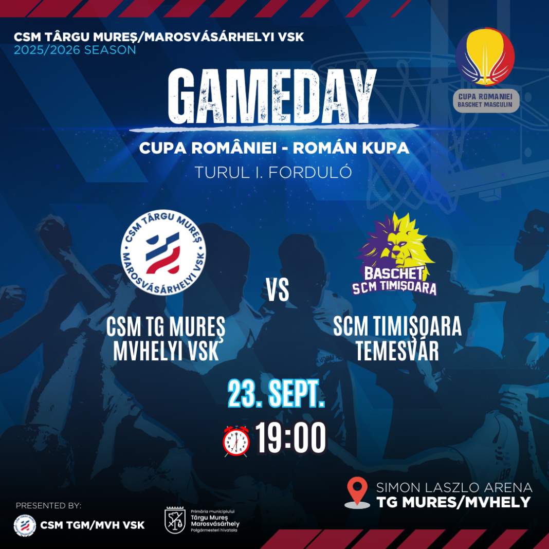 CSM Târgu Mureș debutează marți în Cupa României la baschet masculin!