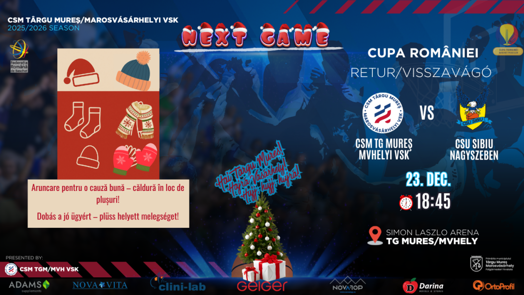 Baschet cu inimă mare, înainte de Crăciun. „Ploaia de căldură” la8 ultimul meci acasă al CSM Târgu Mureș din 2025