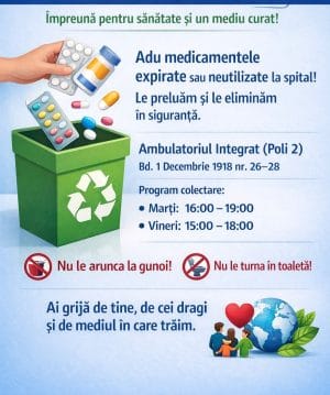 Apel public al președintelui Consiliului Județean Mureș: Nu aruncați medicamentele expirate la gunoi Apel public al președintelui Consiliului Județean Mureș: Nu aruncați medicamentele expirate la gunoi
