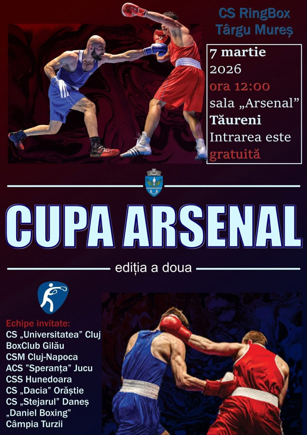 Comuna Tăureni găzduiește, în week-end, Cupa ARSENAL la box Cupa Arsenal