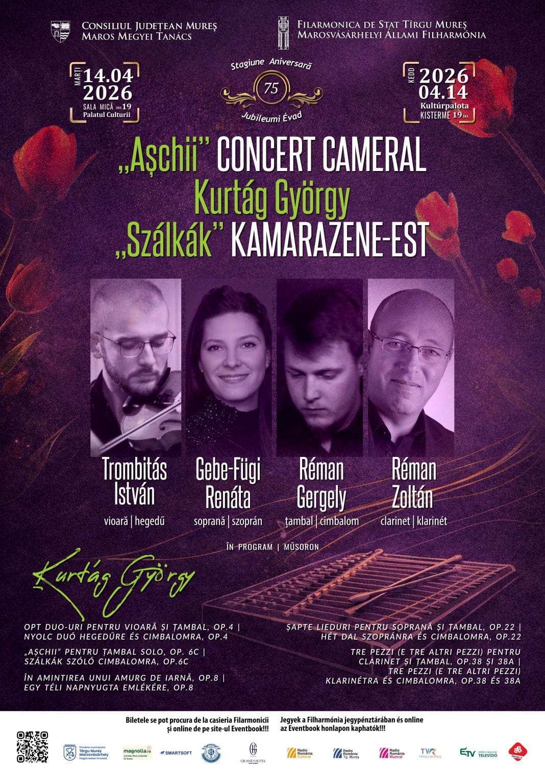 „Așchii” – seară camerală dedicată lui Kurtág György, la Filarmonica din Târgu Mureș „Așchii” – seară camerală dedicată lui Kurtág György, la Filarmonica din Târgu Mureș