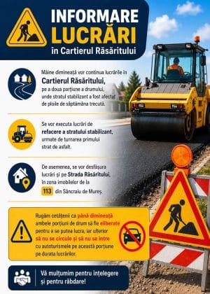 Noi lucrări în Cartierul Răsăritului! Șoferii sunt rugați să elibereze drumul pentru asfaltare Noi lucrări în Cartierul Răsăritului! Șoferii sunt rugați să elibereze drumul pentru asfaltare