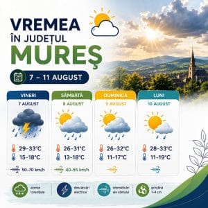 Vreme schimbătoare în județul Mureș până luni vreme schimbătoare în Mureș
