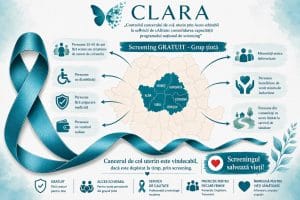 Screening gratuit pentru cancerul de col uterin Screening gratuit pentru cancerul de col uterin prin proiectul CLARA, pentru femei între 25 și 65 de ani din grupuri vulnerabile.