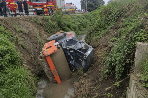 Compactor răsturnat într-o rigolă de 5 metri la Ilieni Compactor răsturnat într-o rigolă de 5 metri, la Ilieni. Victima a fost descarcerată și transportată la UPU Târgu Mureș.