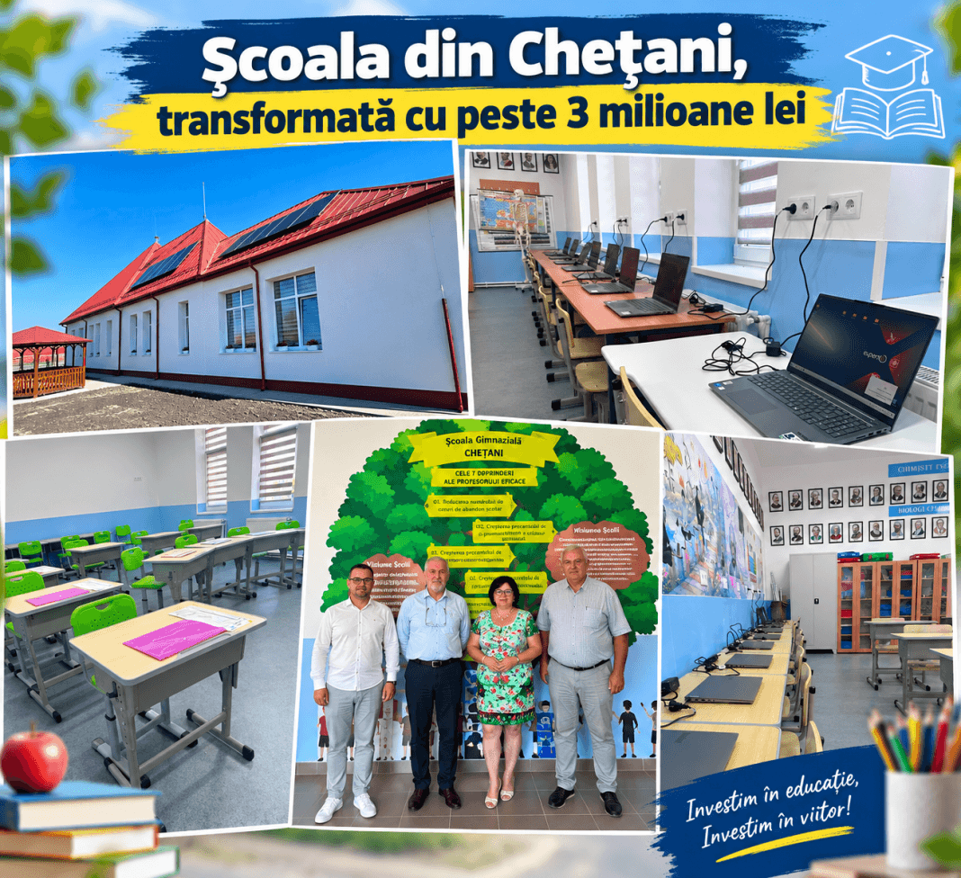 ChatGPT Image Sep 4, 2026, 08_51_33 PM Școala Gimnazială Chețani își redeschide porțile după investiții de peste 3 milioane de lei prin PNRR și PNRAS. Vezi cum arată acum școala.
